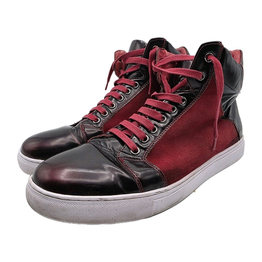 Badgley Mischka DOUGLAS‎ Sneakers 11 Red PATENT HIGH TOP Shoes Suede BJ802C12